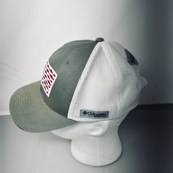 Columbia Unisex Hat O/S Green White Mesh Snapback PFG Fish Flag Patch Cap - Picture 4 of 8